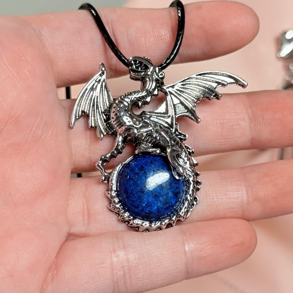 Silver Dragon Pendant Necklace For Men & Women.